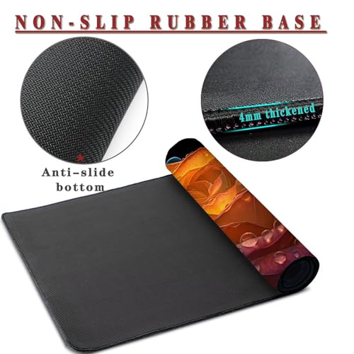 Mauspad XXL 1400x800x4mm Wasserdicht Schreibtischunterlage rutschfeste Speed Gaming Mousepad Rose (9) Groß Desk Mouse Mat Maus Pad, Schreibtisch Unterlage Deko für PC, MacBook, Laptop, Home Office Bild 3