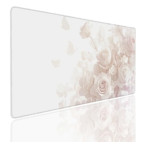 Mauspad XXL 1400x800x4mm Wasserdicht Schreibtischunterlage rutschfeste Speed Gaming Mousepad Rose (1) Groß Desk Mouse Mat Maus Pad, Schreibtisch Unterlage Deko für PC, MacBook, Laptop, Home Office Bild 1