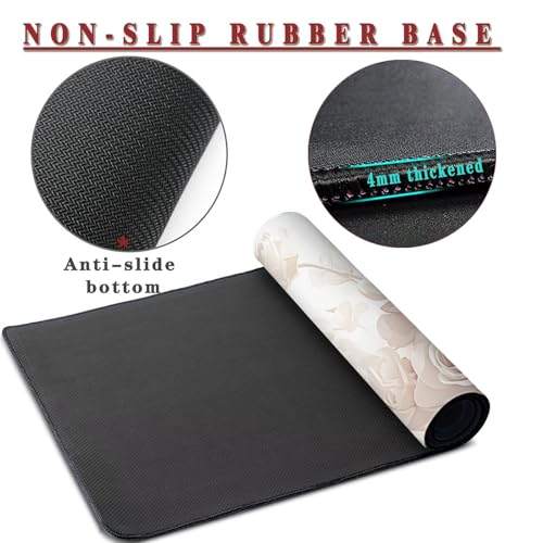 Mauspad XXL 1400x800x4mm Wasserdicht Schreibtischunterlage rutschfeste Speed Gaming Mousepad Rose (1) Groß Desk Mouse Mat Maus Pad, Schreibtisch Unterlage Deko für PC, MacBook, Laptop, Home Office Bild 3