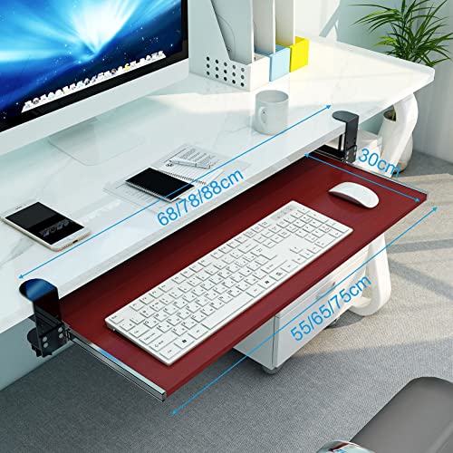 Ergonomische Schreibtischverlängerung – verstellbare ausziehbare Tastaturablage mit Handgelenkstütze, rote Maus-Plattform, 75 x 30 cm, ideal für Heimbüro und Gaming-Setup Bild 1