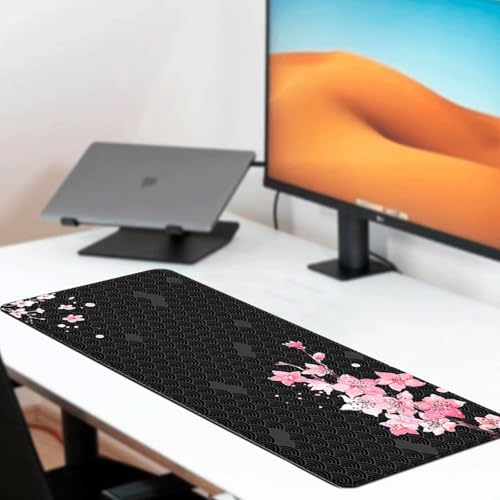 Gaming Mauspad XXL 800 x 300 mm, Rutschfeste Schreibtischunterlage für Büro, Schreibtischunterlage Mädchen, Sakura Maus Pad für PC, MacBook, Laptop (Grün (B) 80 x 30 cm) Bild 2