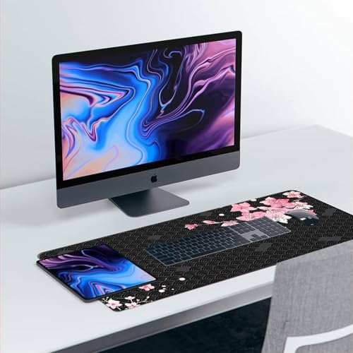 Gaming Mauspad XXL 800 x 300 mm, Rutschfeste Schreibtischunterlage für Büro, Schreibtischunterlage Mädchen, Sakura Maus Pad für PC, MacBook, Laptop (Grün (B) 80 x 30 cm) Bild 5