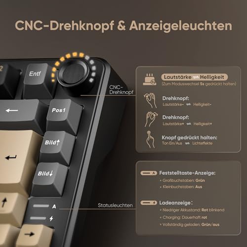 RedThunder K75 Kabellose Mechanische Gaming Tastatur, QWERTZ 81 Tasten, RGB, Fünfschichtige Polsterung Struktur, BT/USB-C/2,4GHz, Hot-swap, 4000 mAh, Gaming Tastatur für Windows, Mac, Xbox, PS4 PS5. Bild 5