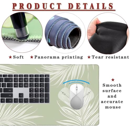 Mauspad XXL 1400x800x4mm Wasserdicht Schreibtischunterlage rutschfeste Speed Gaming Mousepad Sage (4) Groß Desk Mouse Mat Maus Pad, Schreibtisch Unterlage Deko für PC, MacBook, Laptop, Home Office Bild 4