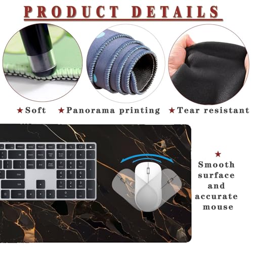 Mauspad XXL 1400x800x4mm Wasserdicht Schreibtischunterlage rutschfeste Speed Gaming Mousepad Round (2) Groß Desk Mouse Mat Maus Pad, Schreibtisch Unterlage Deko für PC, MacBook, Laptop, Home Office Bild 4