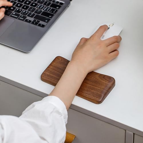 Handballenauflage Maus aus Premium Holz, Rutschfeste und Ergonomische Handgelenkauflage aus Schwarzem Walnussholz, für Büro und Gaming geeignet Bild 1