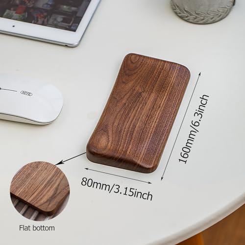 Handballenauflage Maus aus Premium Holz, Rutschfeste und Ergonomische Handgelenkauflage aus Schwarzem Walnussholz, für Büro und Gaming geeignet Bild 2