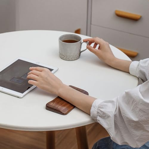Handballenauflage Maus aus Premium Holz, Rutschfeste und Ergonomische Handgelenkauflage aus Schwarzem Walnussholz, für Büro und Gaming geeignet Bild 6