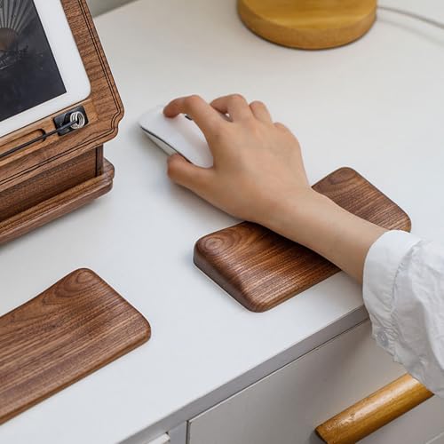 Handballenauflage Maus aus Premium Holz, Rutschfeste und Ergonomische Handgelenkauflage aus Schwarzem Walnussholz, für Büro und Gaming geeignet Bild 7