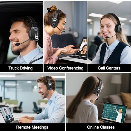 ShinePick PC-Kopfhörer mit Mikrofon – Bluetooth-Ohrhörer, geräuschunterdrückende Mono-Kopfhörer, wiederaufladbar, kabellose Kopfhörer für Büro, Callcenter, LKW-Fahrer, Heimarbeit und PC Bild 7