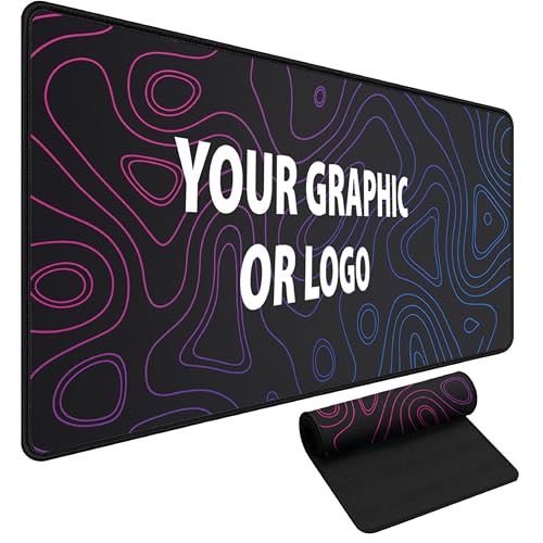 Gaming Mauspad Personalisiert mit Foto und Text| XXL 900x600 mm Gross | 3 mm | fur maus und tastatur | Genähte Kanten für Haltbarkeit - Perfekt für PC, Laptop, MacBook von Gamer Teenager [167] Bild 1