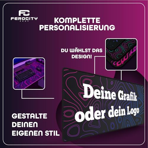 Gaming Mauspad Personalisiert mit Foto und Text| XXL 900x600 mm Gross | 3 mm | fur maus und tastatur | Genähte Kanten für Haltbarkeit - Perfekt für PC, Laptop, MacBook von Gamer Teenager [167] Bild 4