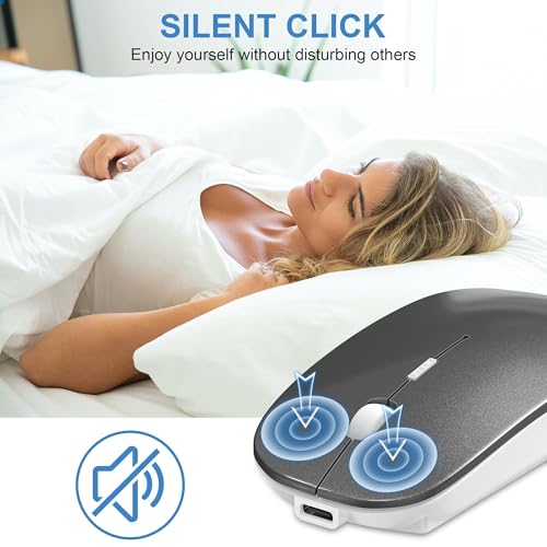 Wireless Mouse Slim Rechargeable Maus Kabellos for MacBook Air/Laptop/Ipad/Computer/Windows Android Tablet,Mini Silent Mice (Grau) Bild 3