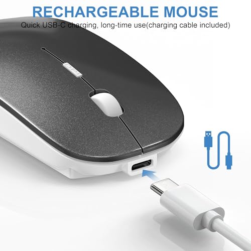 Wireless Mouse Slim Rechargeable Maus Kabellos for MacBook Air/Laptop/Ipad/Computer/Windows Android Tablet,Mini Silent Mice (Grau) Bild 5