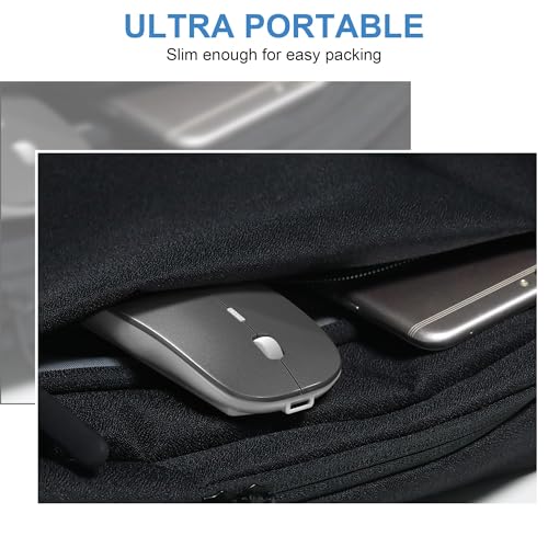 Wireless Mouse Slim Rechargeable Maus Kabellos for MacBook Air/Laptop/Ipad/Computer/Windows Android Tablet,Mini Silent Mice (Grau) Bild 6
