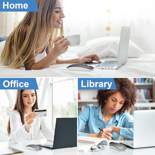 Wireless Mouse Slim Rechargeable Maus Kabellos for MacBook Air/Laptop/Ipad/Computer/Windows Android Tablet,Mini Silent Mice (Grau) Bild 7