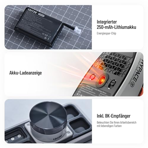 LOFREE Hypace Ultra-Leichtgewichtige Gaming-Maus (47g), PAW3950 Sensor, 40K DPI, 8K Polling Rate, Magnesium-Legierung, Tri-Modus (Bluetooth/2.4GHz/Kabel), 100h Akku für PC/Mac (Transparent) Bild 6