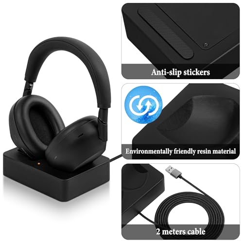 GEEKRIA Kopfhörer-Ladeständer, kompatibel mit Sony WH-1000XM6 / 1000XM5, 3D-gedrucktes Kunstharz-Magnetdock, Gaming-Headset-Basis (Schwarz) Bild 3