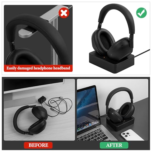 GEEKRIA Kopfhörer-Ladeständer, kompatibel mit Sony WH-1000XM6 / 1000XM5, 3D-gedrucktes Kunstharz-Magnetdock, Gaming-Headset-Basis (Schwarz) Bild 4