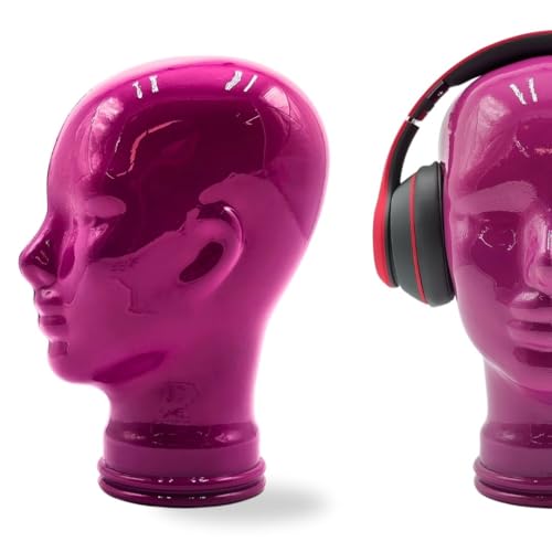Glaskopf Ständer für Kopfhörer, Headset & VR-Brille – Dekorativer Kopf aus Glas – Design Kopfhörerhalter - Farbe: OP2 pink Bild 1