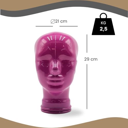 Glaskopf Ständer für Kopfhörer, Headset & VR-Brille – Dekorativer Kopf aus Glas – Design Kopfhörerhalter - Farbe: OP2 pink Bild 2
