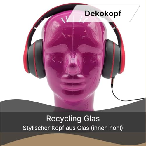 Glaskopf Ständer für Kopfhörer, Headset & VR-Brille – Dekorativer Kopf aus Glas – Design Kopfhörerhalter - Farbe: OP2 pink Bild 3