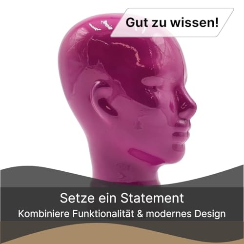 Glaskopf Ständer für Kopfhörer, Headset & VR-Brille – Dekorativer Kopf aus Glas – Design Kopfhörerhalter - Farbe: OP2 pink Bild 5