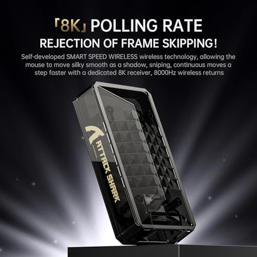 ATTACK SHARK X8PPO 8K Mouse for Large Hand, 55g Superlight, PixArt PAW3395PRO Gaming Sensor, BT/2.4G Wireless/Wired, 6 Adjustable DPI up to 40000, 500mAh Battery (White) Bild 6