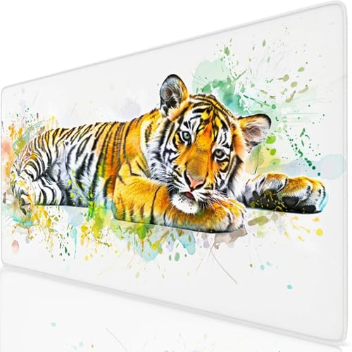 Gaming Mauspad Tiger Mauspad XXL 1600x800x3mm Mousepad Niedlich Schreibtischunterlage Verbessert Präzision und Geschwindigkeit mit Anti Rutsch Basis, Wasserdicht Desk Mat für Tastatur und Maus Y8-349 Bild 1