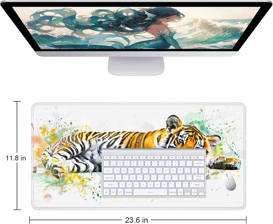 Gaming Mauspad Tiger Mauspad XXL 1600x800x3mm Mousepad Niedlich Schreibtischunterlage Verbessert Präzision und Geschwindigkeit mit Anti Rutsch Basis, Wasserdicht Desk Mat für Tastatur und Maus Y8-349 Bild 2