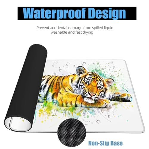 Gaming Mauspad Tiger Mauspad XXL 1600x800x3mm Mousepad Niedlich Schreibtischunterlage Verbessert Präzision und Geschwindigkeit mit Anti Rutsch Basis, Wasserdicht Desk Mat für Tastatur und Maus Y8-349 Bild 3