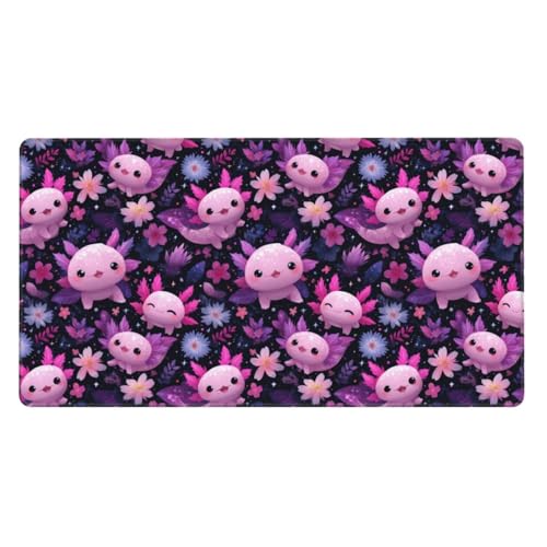Großes Gaming-Mauspad, rosa Cartoon-Axolotl-Druck, Schreibtisch-Tastatur-Pad, rutschfeste Schreibtischunterlage für Desktop-Tastatur und Maus, Mauspad für Büro, Heimzubehör, 40,6 x 74,5 cm Bild 1