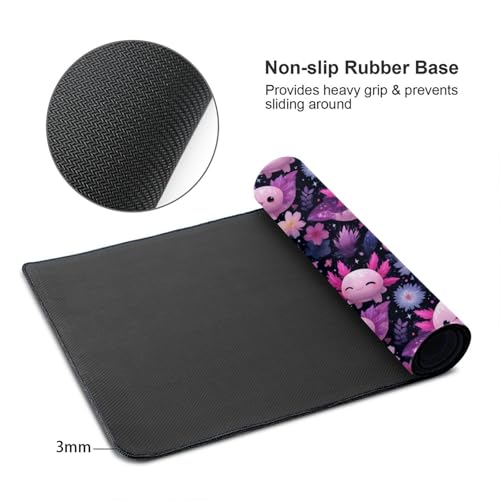 Großes Gaming-Mauspad, rosa Cartoon-Axolotl-Druck, Schreibtisch-Tastatur-Pad, rutschfeste Schreibtischunterlage für Desktop-Tastatur und Maus, Mauspad für Büro, Heimzubehör, 40,6 x 74,5 cm Bild 6