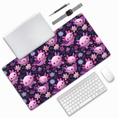 Großes Gaming-Mauspad, rosa Cartoon-Axolotl-Druck, Schreibtisch-Tastatur-Pad, rutschfeste Schreibtischunterlage für Desktop-Tastatur und Maus, Mauspad für Büro, Heimzubehör, 40,6 x 74,5 cm Bild 7