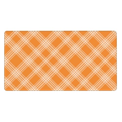 Großes Gaming-Mauspad, orangefarbener Karomuster, Schreibtisch-Tastatur-Pad, rutschfeste Schreibtischunterlage für Desktop-Tastatur und Maus, Mauspad für Büro, Heimzubehör, 40,6 x 74,5 cm Bild 1