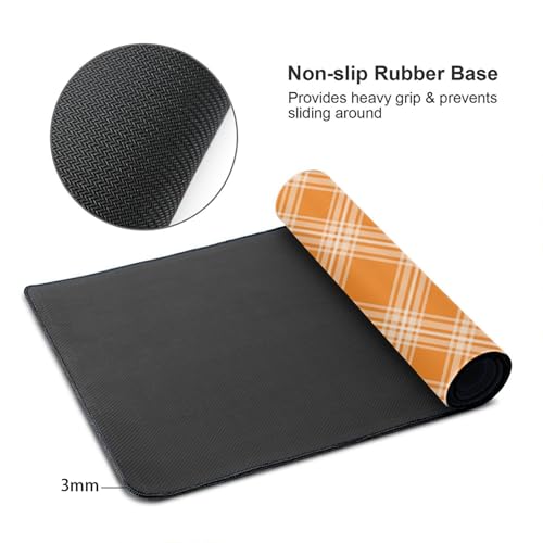 Großes Gaming-Mauspad, orangefarbener Karomuster, Schreibtisch-Tastatur-Pad, rutschfeste Schreibtischunterlage für Desktop-Tastatur und Maus, Mauspad für Büro, Heimzubehör, 40,6 x 74,5 cm Bild 6