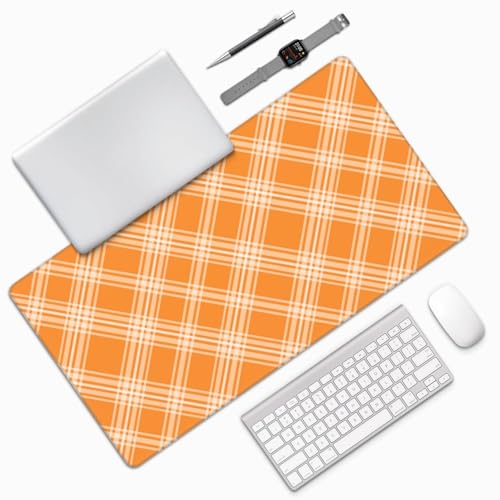 Großes Gaming-Mauspad, orangefarbener Karomuster, Schreibtisch-Tastatur-Pad, rutschfeste Schreibtischunterlage für Desktop-Tastatur und Maus, Mauspad für Büro, Heimzubehör, 40,6 x 74,5 cm Bild 7