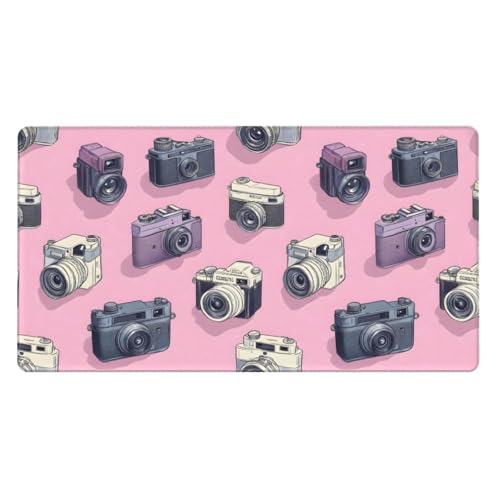 Großes Gaming-Mauspad, Retro-Kamera, rosa Druck, Schreibtisch-Tastatur-Pad, rutschfeste Schreibtischunterlage für Desktop-Tastatur und Maus, Mauspad für Büro, Heimzubehör, 40,6 x 74,5 cm Bild 1