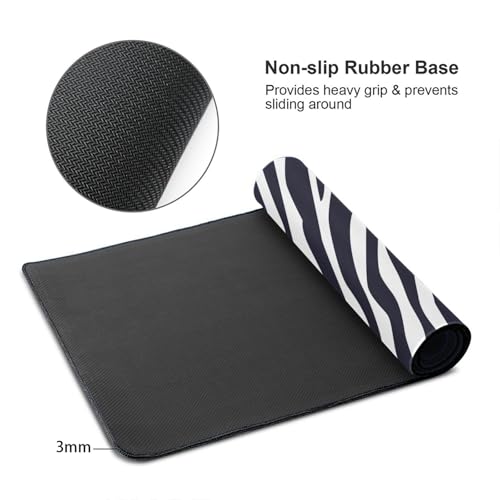 Großes Gaming-Mauspad, schwarz-weiß, Zebra-Druck, Schreibtisch-Tastatur-Pad, rutschfeste Schreibtischunterlage für Desktop-Tastatur und Maus, Mauspad für Büro, Heimzubehör, 40,6 x 74,5 cm Bild 6