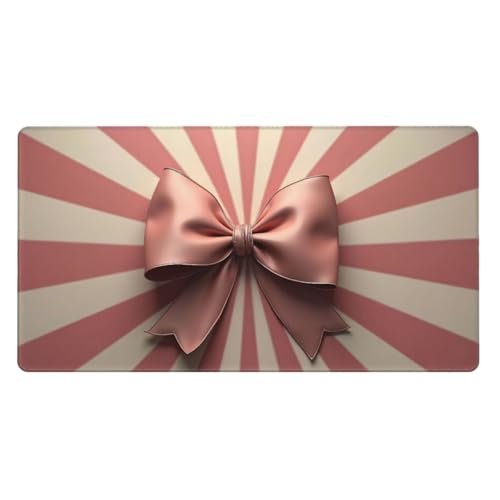Großes Gaming-Mauspad, Retro-Design, rosa Schleifen-Druck, Schreibtisch-Tastatur-Pad, rutschfeste Schreibtischunterlage für Desktop-Tastatur und Maus, Mauspad für Büro, Heimzubehör, 40,6 x 74,5 cm Bild 1