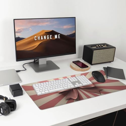 Großes Gaming-Mauspad, Retro-Design, rosa Schleifen-Druck, Schreibtisch-Tastatur-Pad, rutschfeste Schreibtischunterlage für Desktop-Tastatur und Maus, Mauspad für Büro, Heimzubehör, 40,6 x 74,5 cm Bild 3