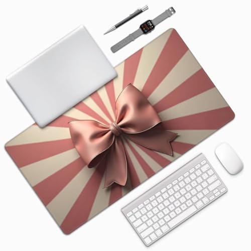 Großes Gaming-Mauspad, Retro-Design, rosa Schleifen-Druck, Schreibtisch-Tastatur-Pad, rutschfeste Schreibtischunterlage für Desktop-Tastatur und Maus, Mauspad für Büro, Heimzubehör, 40,6 x 74,5 cm Bild 7