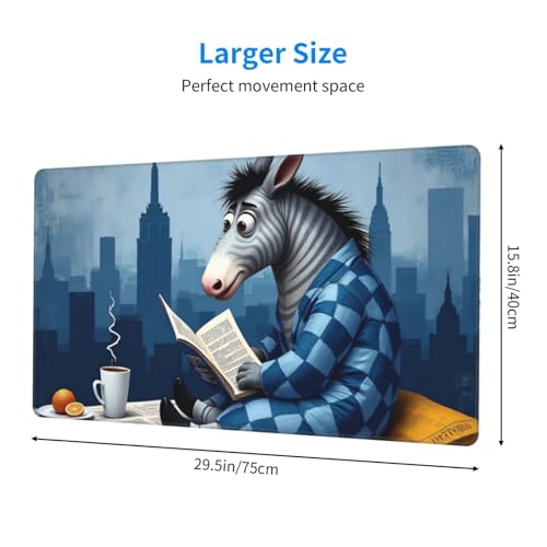 Großes Gaming-Mauspad, Cartoon-Blau, Zebramuster, Schreibtisch-Tastatur-Pad, rutschfeste Schreibtischunterlage für Desktop-Tastatur und Maus, Mauspad für Büro, Heimzubehör, 40,6 x 74,5 cm Bild 2
