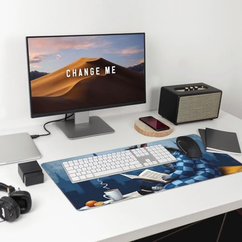 Großes Gaming-Mauspad, Cartoon-Blau, Zebramuster, Schreibtisch-Tastatur-Pad, rutschfeste Schreibtischunterlage für Desktop-Tastatur und Maus, Mauspad für Büro, Heimzubehör, 40,6 x 74,5 cm Bild 3