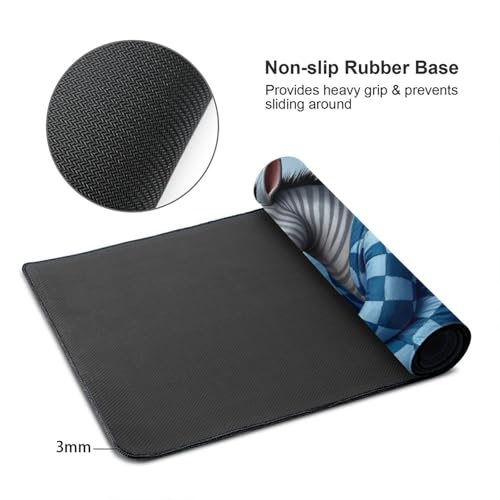 Großes Gaming-Mauspad, Cartoon-Blau, Zebramuster, Schreibtisch-Tastatur-Pad, rutschfeste Schreibtischunterlage für Desktop-Tastatur und Maus, Mauspad für Büro, Heimzubehör, 40,6 x 74,5 cm Bild 6