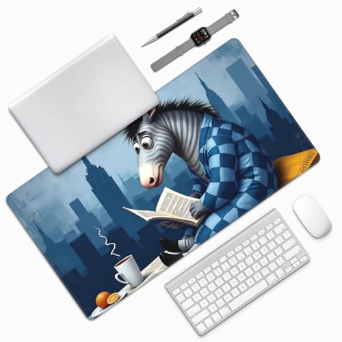 Großes Gaming-Mauspad, Cartoon-Blau, Zebramuster, Schreibtisch-Tastatur-Pad, rutschfeste Schreibtischunterlage für Desktop-Tastatur und Maus, Mauspad für Büro, Heimzubehör, 40,6 x 74,5 cm Bild 7
