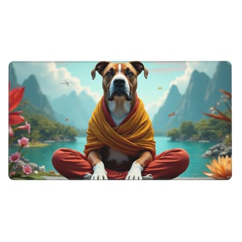 Großes Gaming-Mauspad, niedlicher orangefarbener Mönch-Druck, Schreibtisch-Tastatur-Pad, rutschfeste Schreibtischunterlage für Desktop-Tastatur und Maus, Mauspad für Büro, Heimzubehör, 40,6 x 74,5 cm Bild 1
