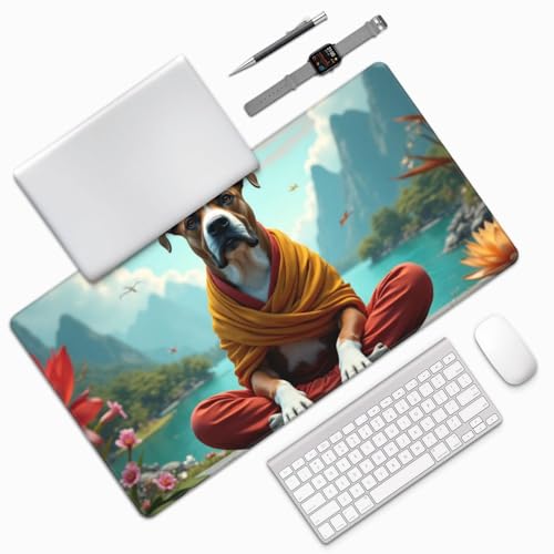 Großes Gaming-Mauspad, niedlicher orangefarbener Mönch-Druck, Schreibtisch-Tastatur-Pad, rutschfeste Schreibtischunterlage für Desktop-Tastatur und Maus, Mauspad für Büro, Heimzubehör, 40,6 x 74,5 cm Bild 7