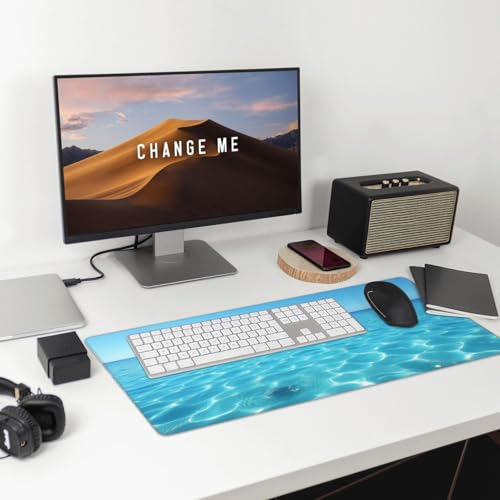 Großes Gaming-Mauspad, minimalistischer blauer Ozean-Druck, Schreibtisch-Tastatur-Pad, rutschfeste Schreibtischunterlage für Desktop-Tastatur und Maus, Mauspad für Büro, Heimzubehör, 40,6 x 74,5 cm Bild 3