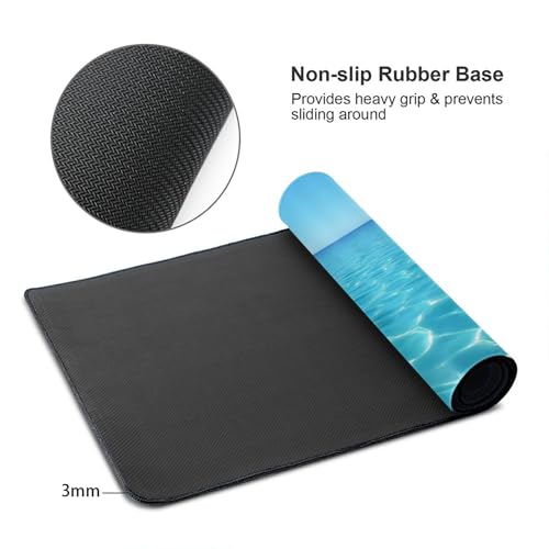 Großes Gaming-Mauspad, minimalistischer blauer Ozean-Druck, Schreibtisch-Tastatur-Pad, rutschfeste Schreibtischunterlage für Desktop-Tastatur und Maus, Mauspad für Büro, Heimzubehör, 40,6 x 74,5 cm Bild 6